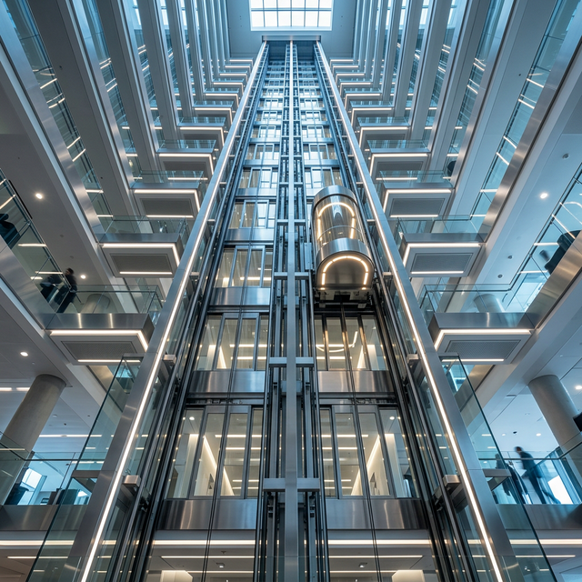 Illuminated Modern Elevator Shaft