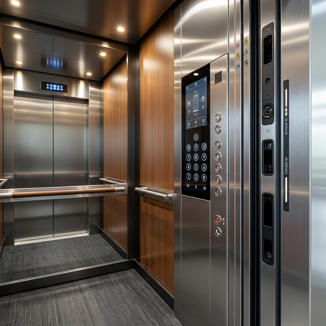 Sleek Elevator Control Panel and Safety Sensors